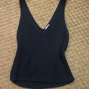 Black Ribbed Knit Women's TopBlack Ribbed Tank Top S/M